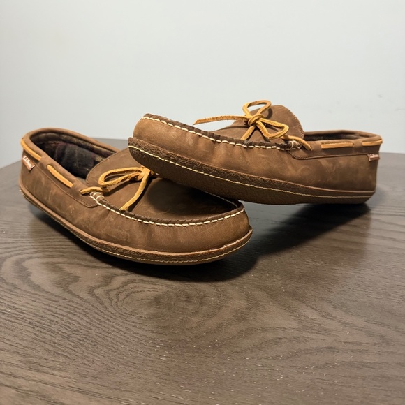 L.L.Bean Men's Handsewn Slippers, Flannel-Lined Size 11 Medium - Picture 7 of 9